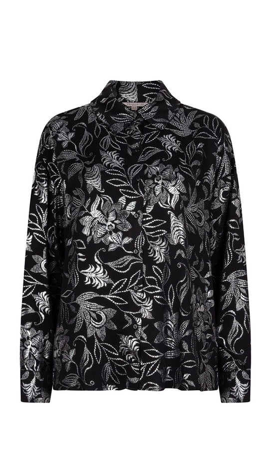 Metallic Floral Button Up Blouse. Style ESQW2510721