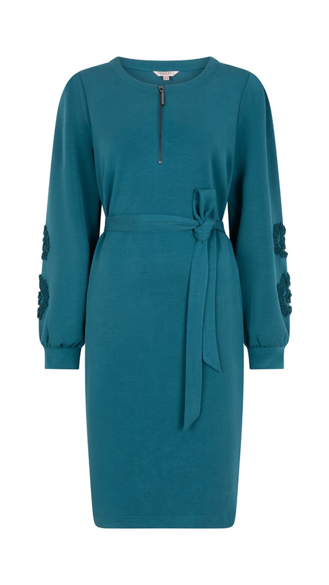 Embroidered Arm Tie Belt Sweater Dress. Style ESQW2505703