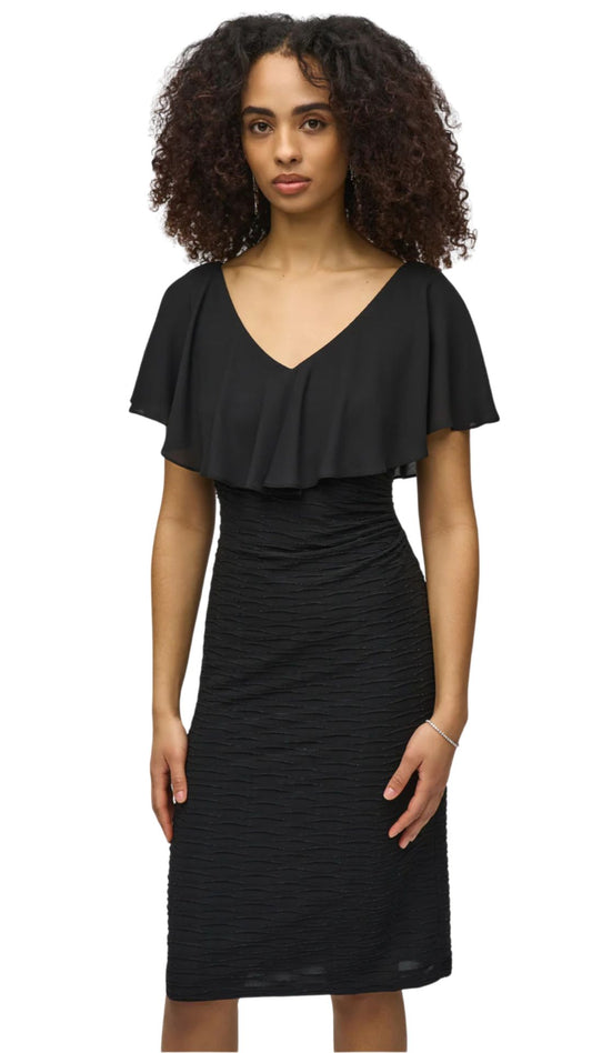 Lurex Cascade & Chiffon Sheath Dress. Style JR244043