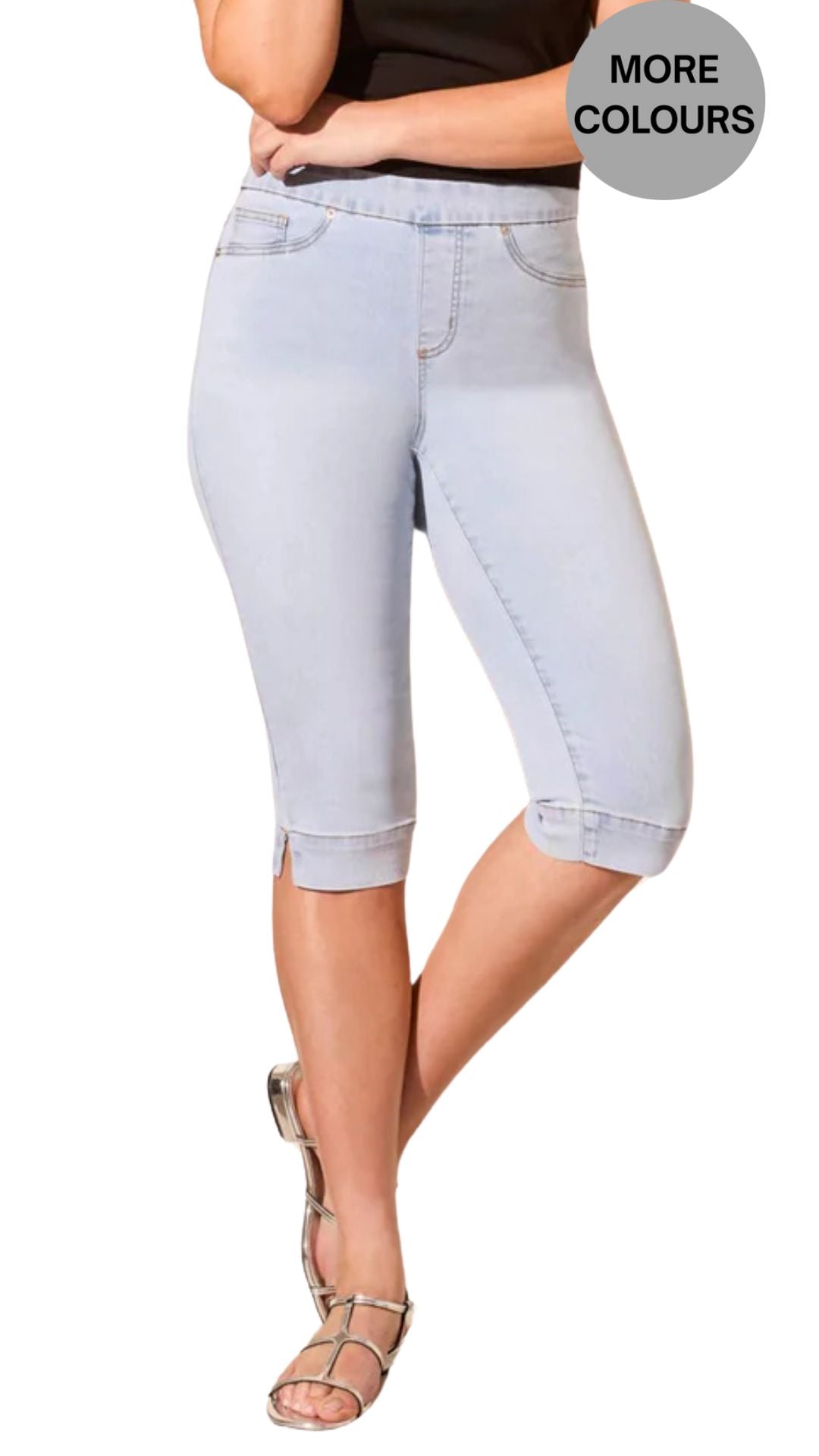 Audrey Pull On Stretch Denim Capris. Style TR7674O-2020