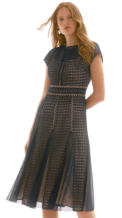 Guipure And Mesh Fit And Flare Dress. Style JR251718