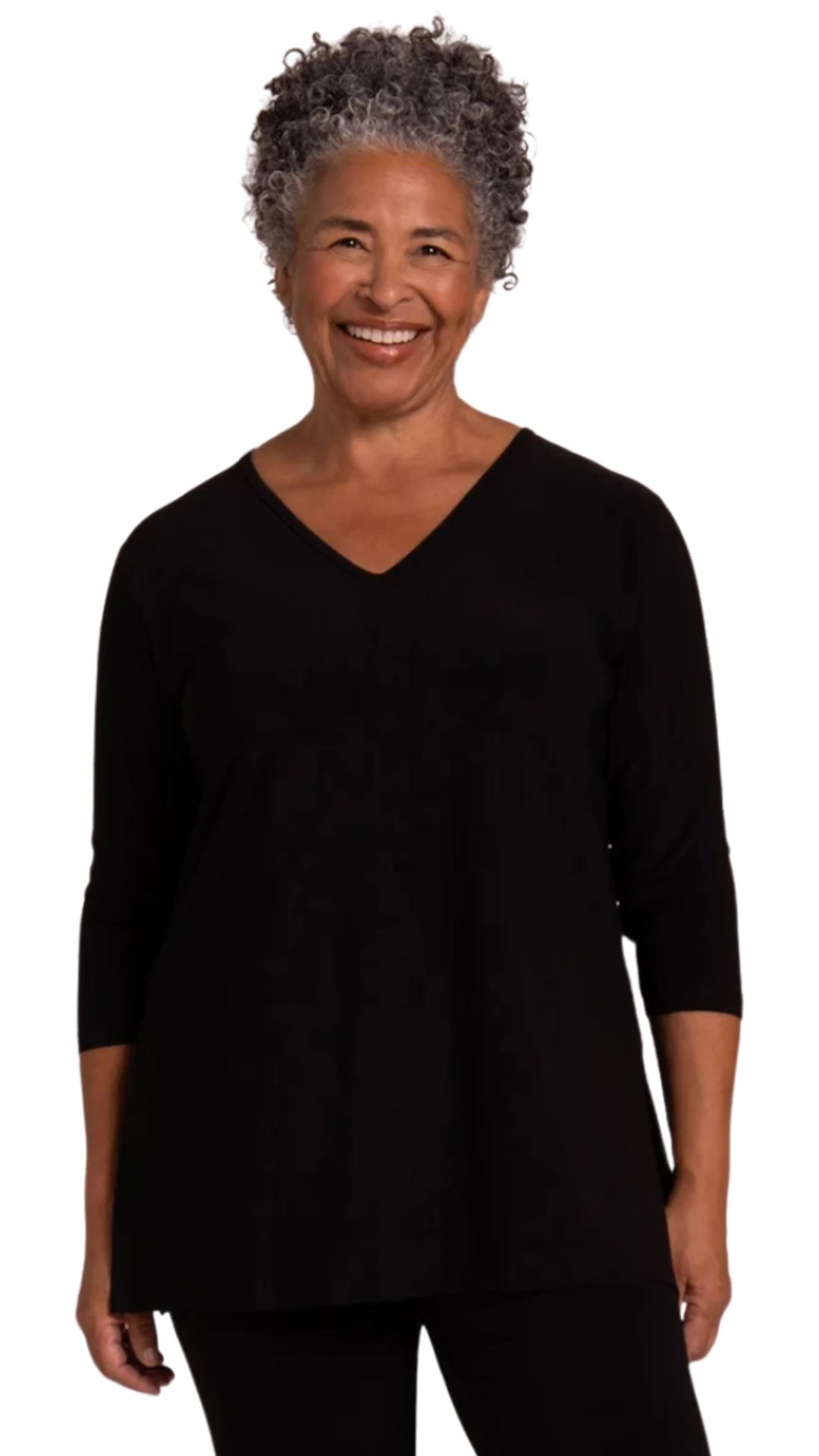 V-Neck 3/4 Sleeve top. Style SI23235-2BLK