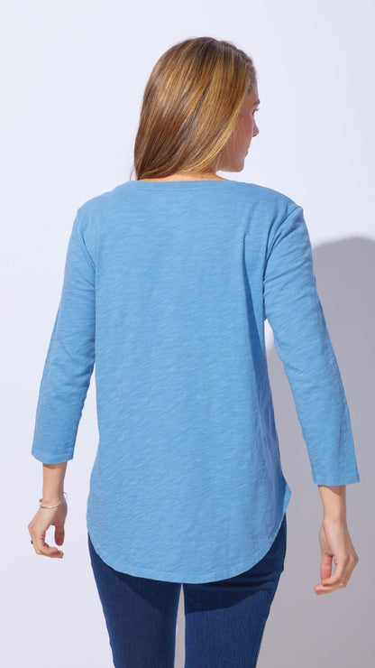 Round Neck 3/4 Sleeve Dragonfly Top. Style ESC40004