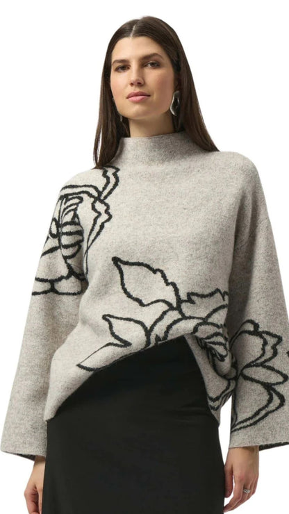 Large Floral Print Long Sleeve Sweater. Style JR254943