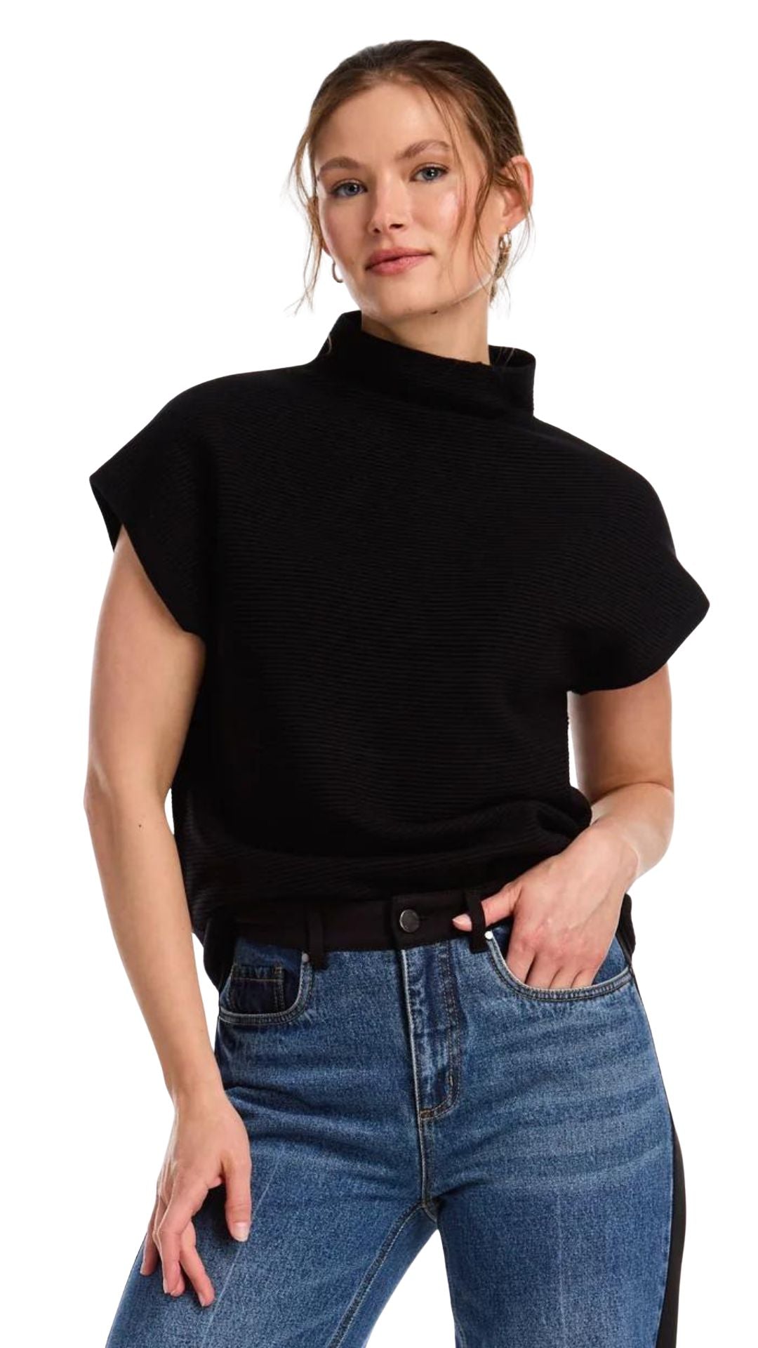 Ottoman Cap Sleeve Top. Style FD1012333