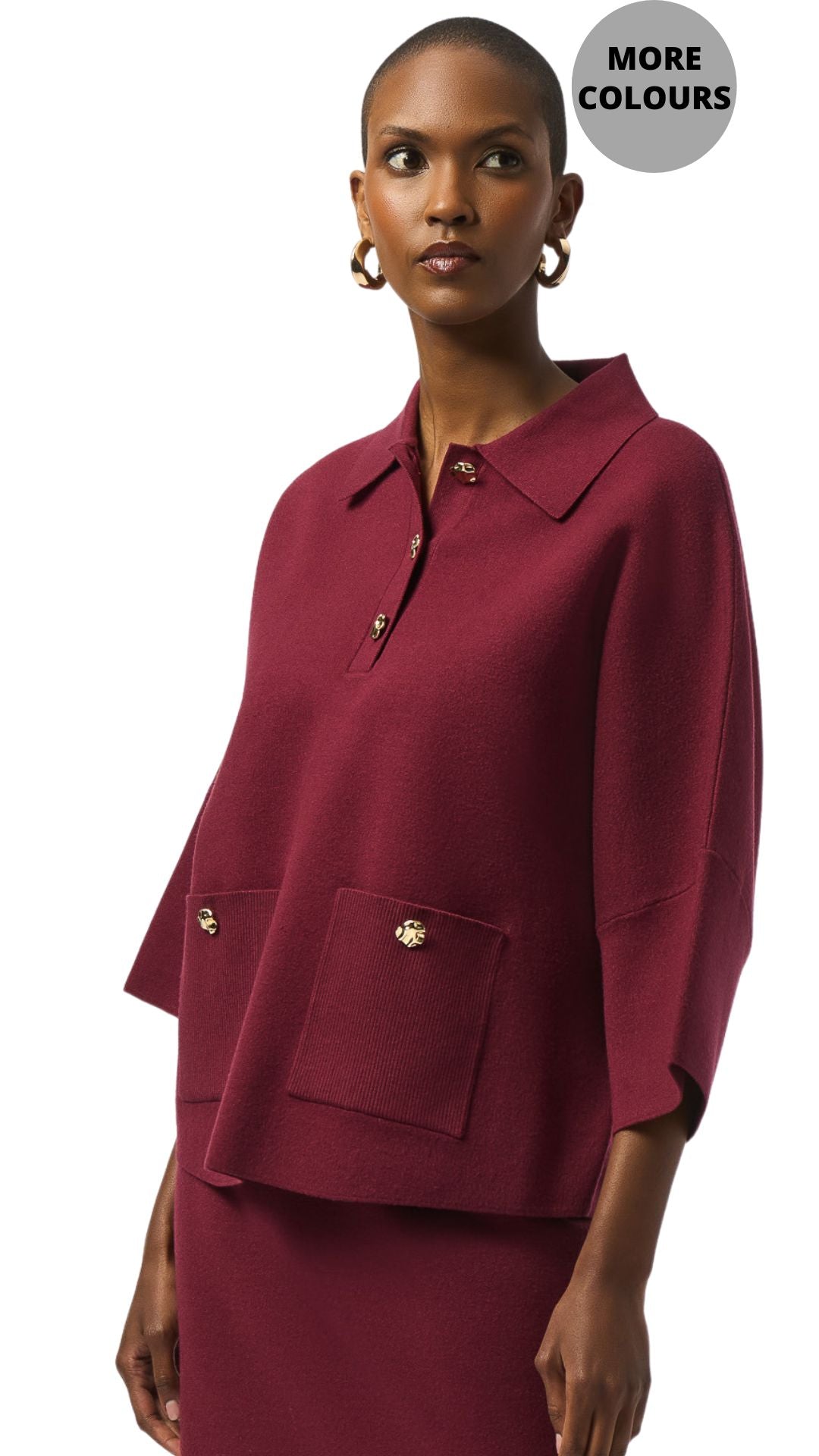 Knit Boxy Pullover With Polo Collar Sweater. Style JR253962