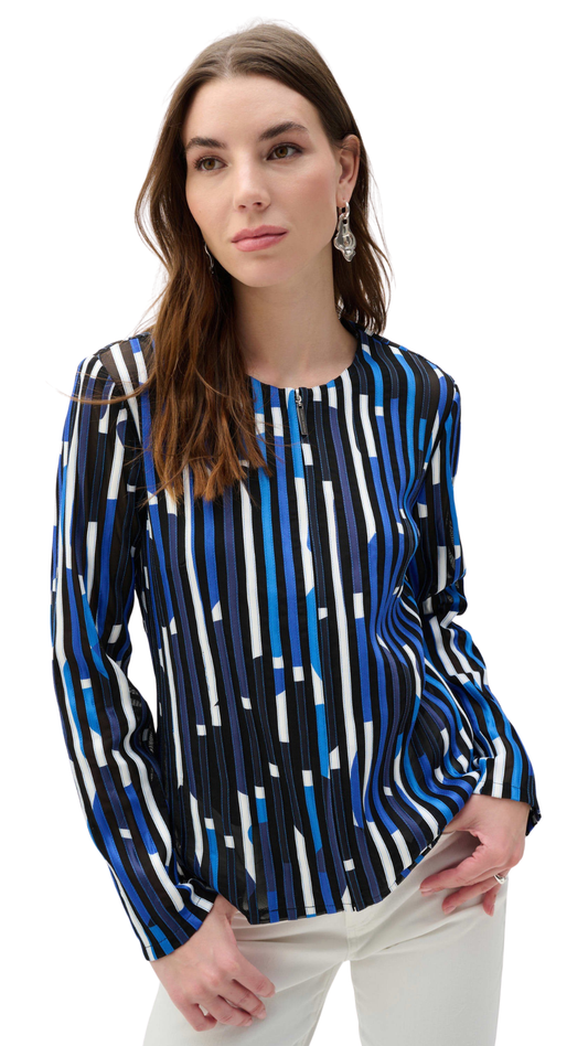 Mesh And Satin Geometric Print Fitted Jacket. Style JR262953