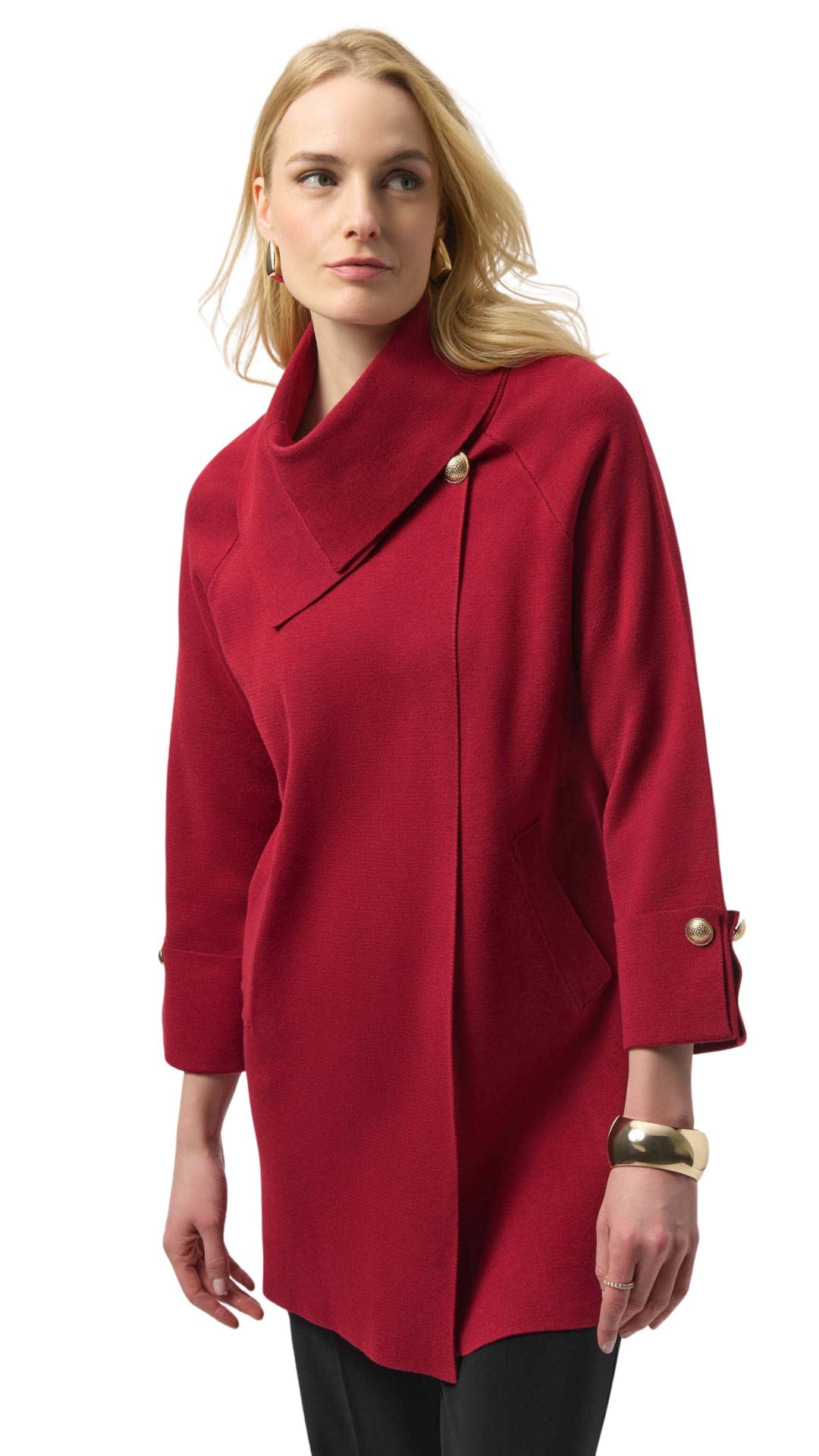 Sweater Knit Overlap Collar Sweater. Style JR254956