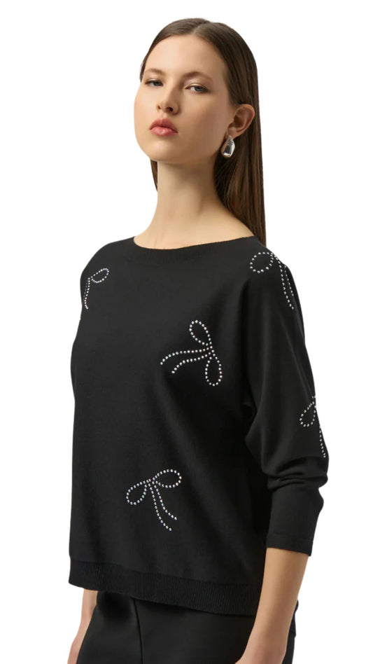 Knit Pullover Bow Detail Sweater. Style JR254950
