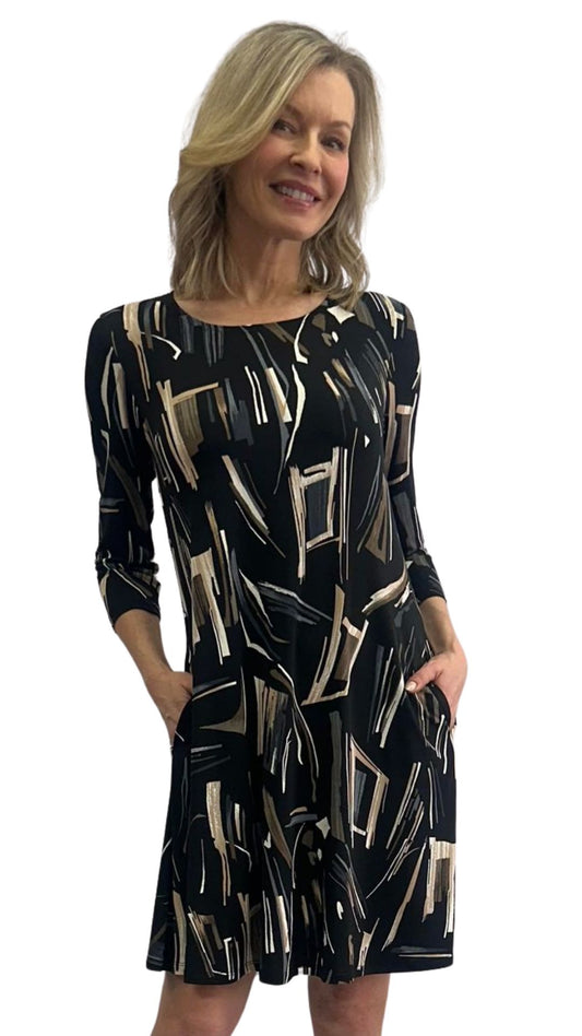 Fit & Flare Abstract Print Dress. Style SW107229