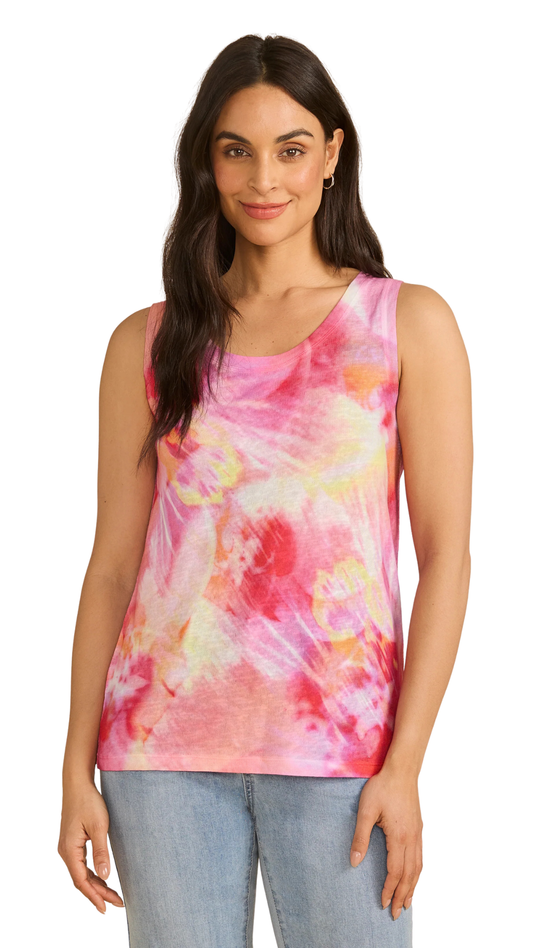 Scoop Neck Tye Dye Print Sleeveless Top. Style FD3989451