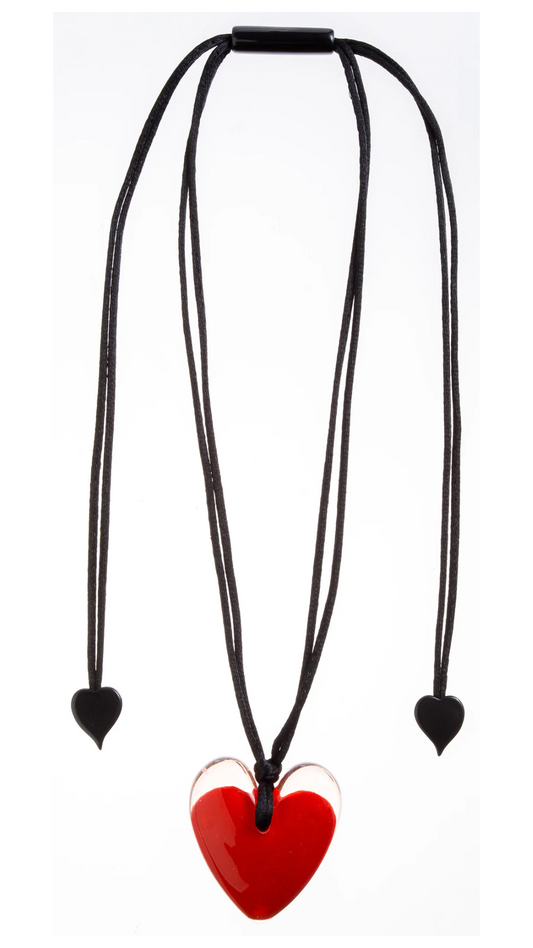 Ole Collection - Small Red Heart With Clear Border Pendant Necklace. Style 5440202REDDQ00