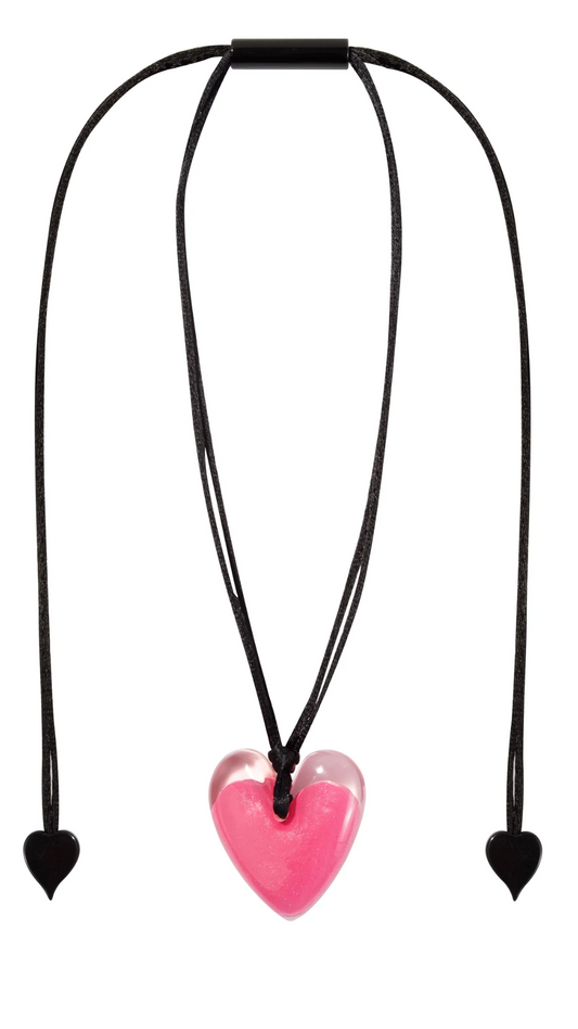 Ole Collection - Small Pink Heart With Clear Border Pendant Necklace. Style 5440202PINKQ00