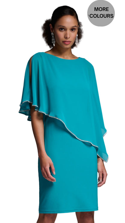 Chiffon Overlay Rhinestone Trim Dress in Multiple Colours. Style JR223762