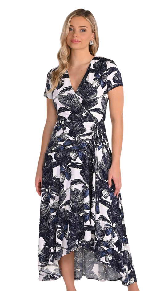 Wrap Style Abstract Floral Print Dress. Style FL266343