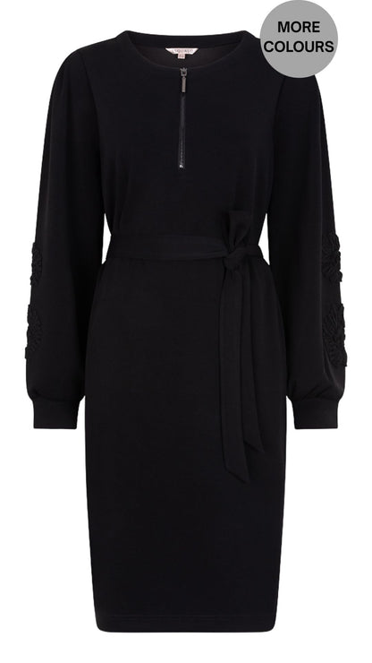 Embroidered Arm Tie Belt Sweater Dress. Style ESQW2505703