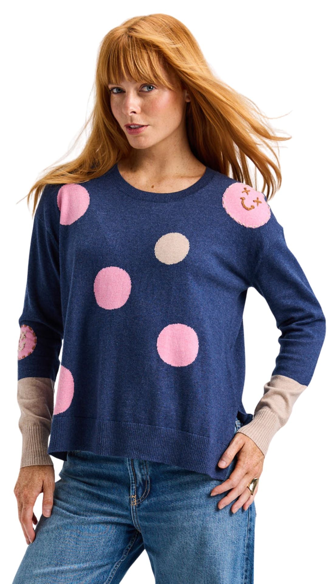Long Sleeves Smiley Face Knit Sweater. Style ZKP7510U