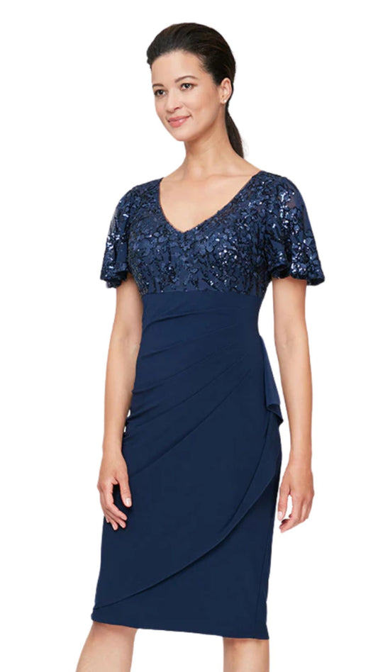 Empire Waist Cascade Sheath Dress. Style ALE8196786