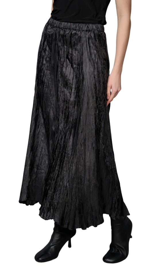 Long Black Crinkle Fabric Skirt. Style PYFM885