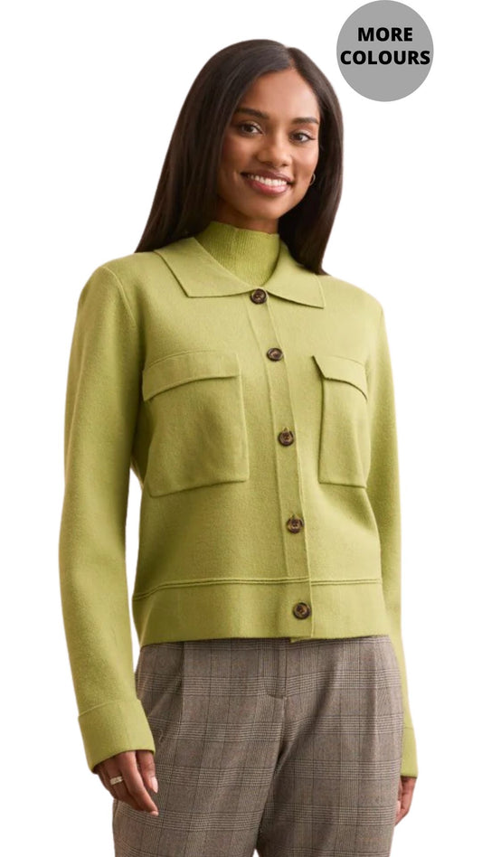 Double Knit Collared Cardigan. Style TR1930O-8030