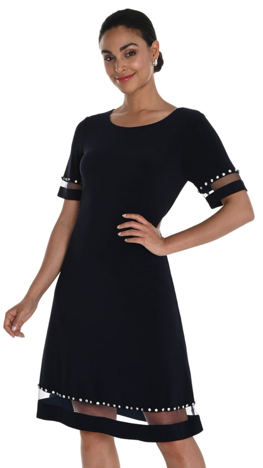 Mesh Trim Insert Fit & Flare Dress. Style FL258713