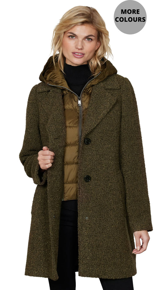 Dual Layer Hooded Insert Long Length Coat. Style JUN2013-13