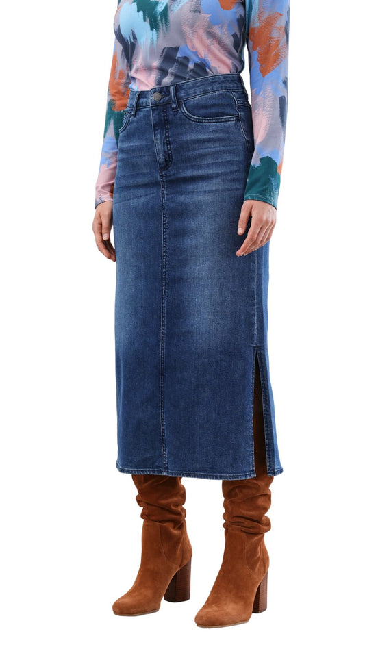 Column Midi Denim Skirt. Style FD6981843