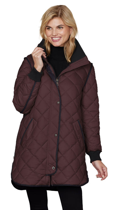 Black Piping Trim Detail Quilted Puffer Jacket. Style JUN2069-66