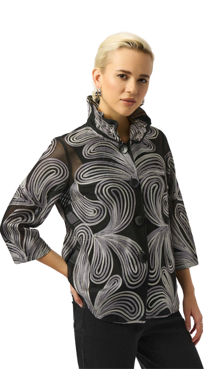 Embroidered Mesh Straight Jacket. Style JR253949