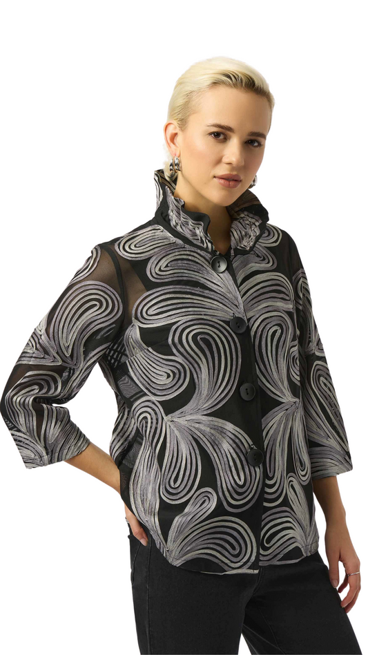 Embroidered Mesh Straight Jacket. Style JR253949
