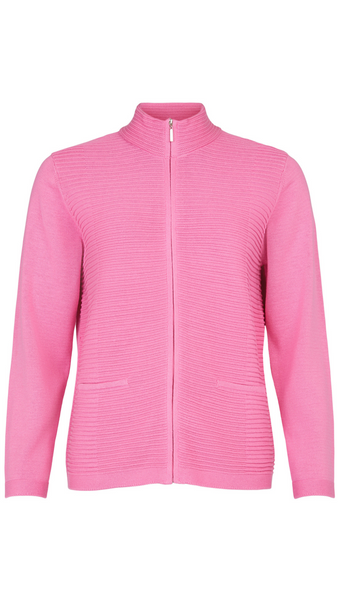 Zip Up Ribbed Knit Cardigan in Blue or Pink. Style SUN6501