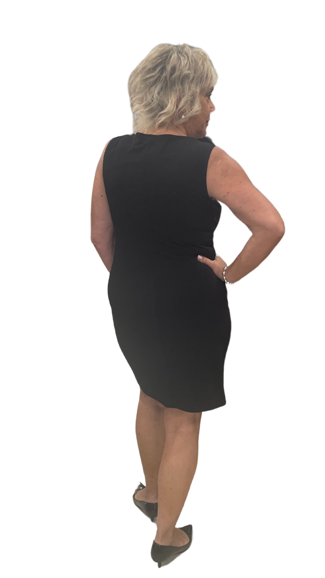 Petite Pattern Cardigan with Solid Black Dress. Style SW208205DP