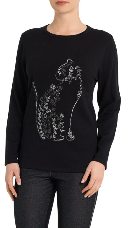 Cat Shaped Leaf Print Long Sleeve Top. Style MI25024