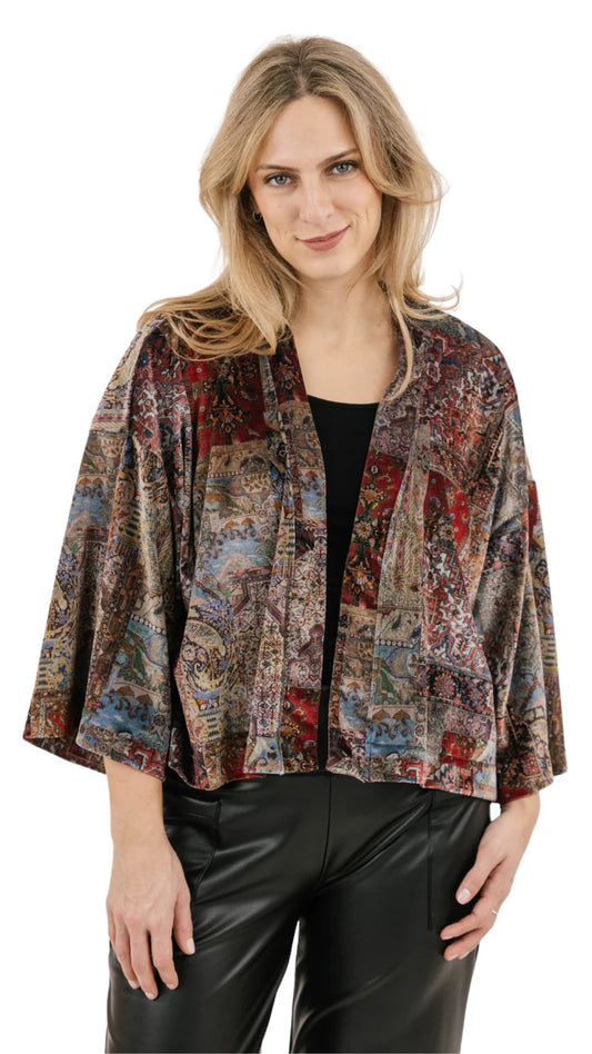 Short Velvet Kimono Style Effie Cover Up. Style SHNP1822