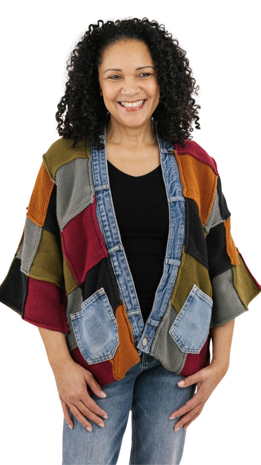 Denim Neckline Ravello Cardigan. Style SHNP5645