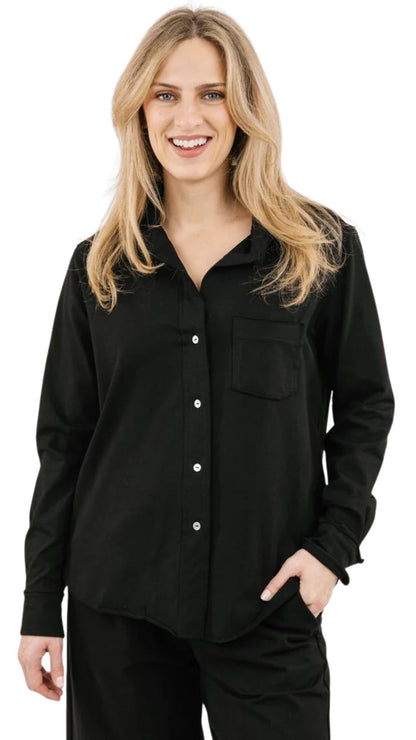 Knit Collared Nadia Button Front Shirt. Style SHNP5651