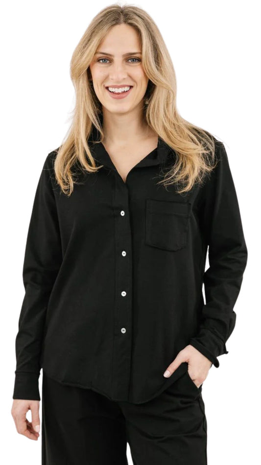 Knit Collared Nadia Button Front Shirt. Style SHNP5651