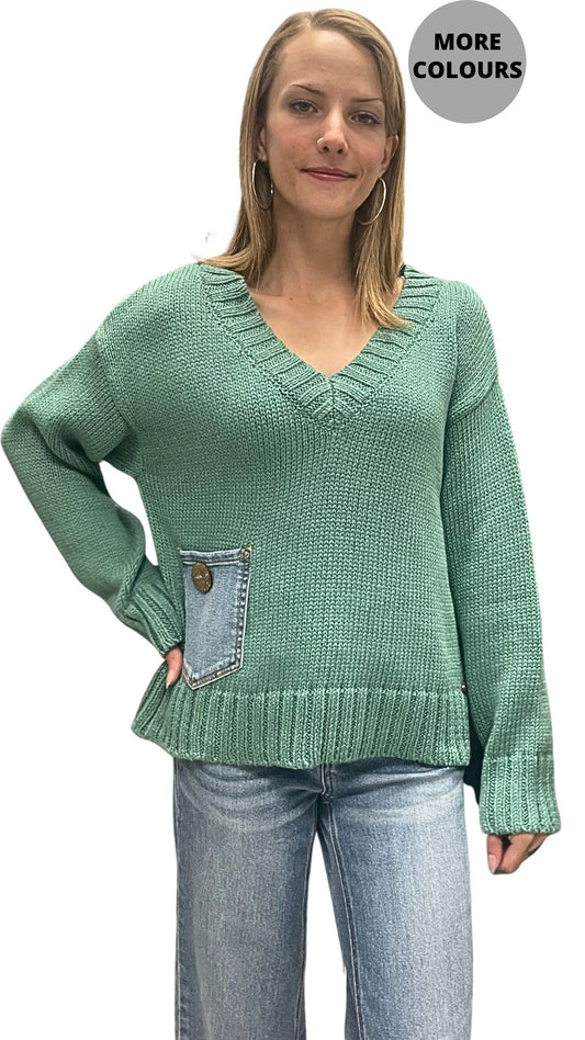 Wood Button Detail Anniston Pull-Over. Style SHNP5604
