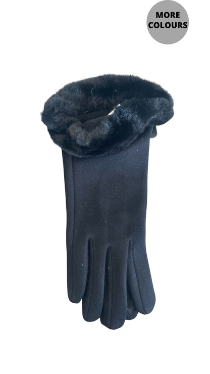 Faux Fur Trimmed Gloves. Style CLWGC2835