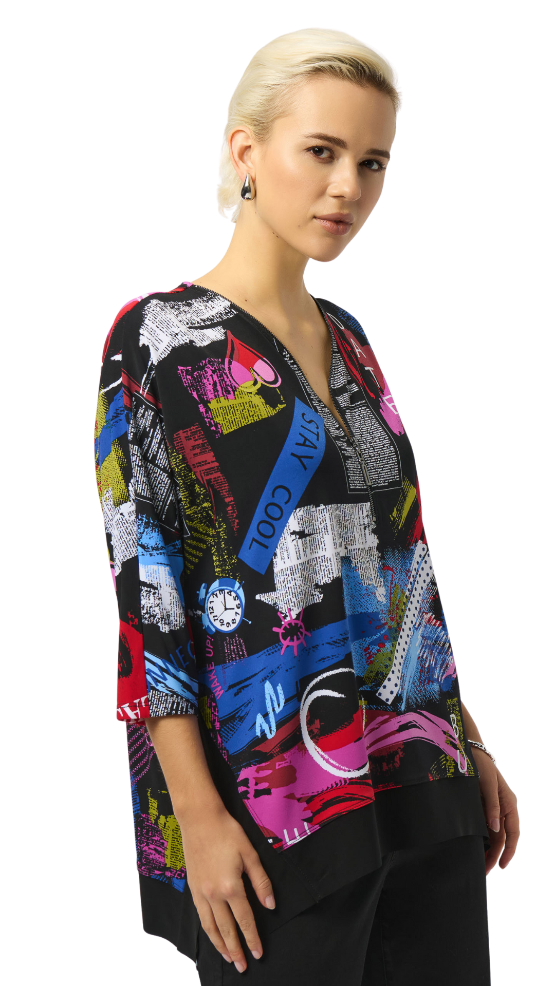 Silky Knit Printed Boxy Tunic. Style JR253113