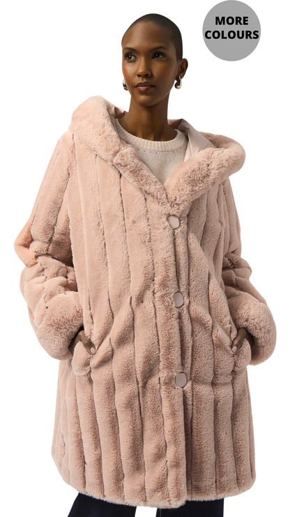 Faux Fur Reversible Hooded Coat. Style JR253926
