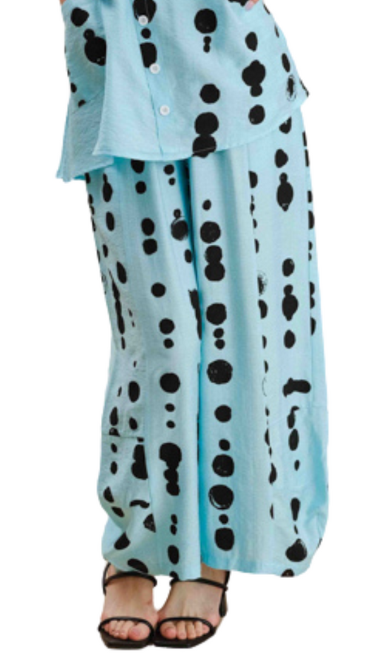 Aqua Polka Dot Pull-On Pants. Style FS251D26