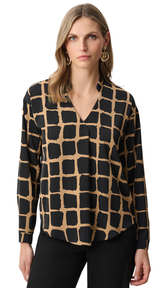 Recycled Woven Abstract Print Boxy Top. Style JR263169