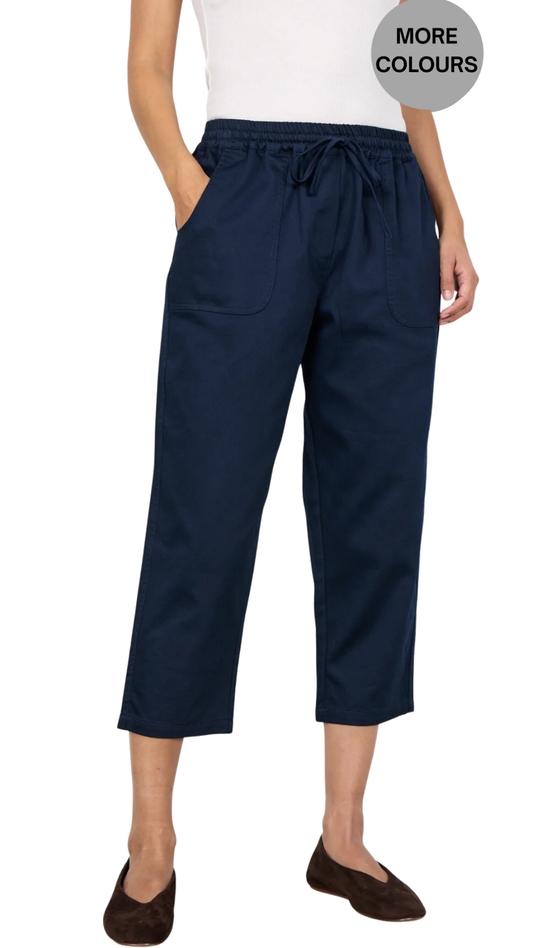 Pull-On Elastic Waist Solid Colour Cropped Pant. Style SOYA18042