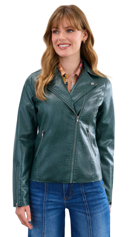 Faux Leather Moto Jacket. Style FD1324450