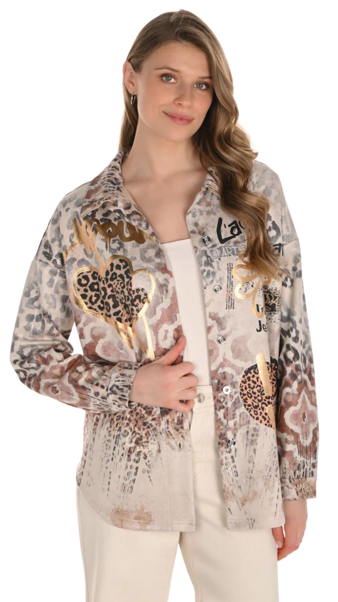 Cheetah & Hearts Printed Top. Style FL254934