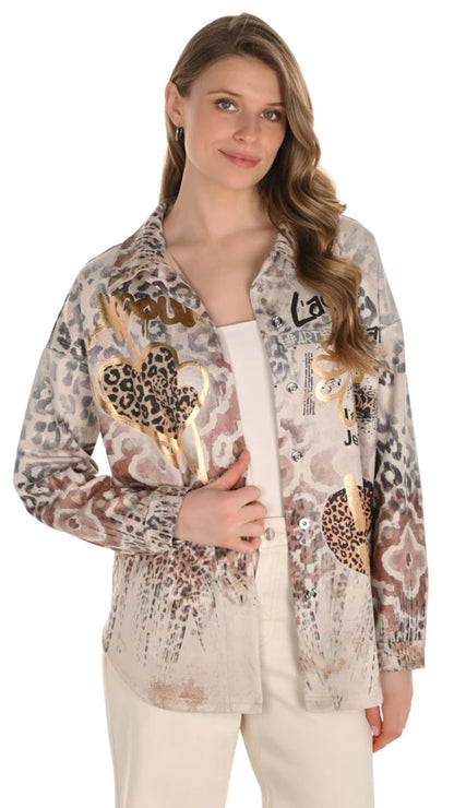 Cheetah & Hearts Printed Top. Style FL254934