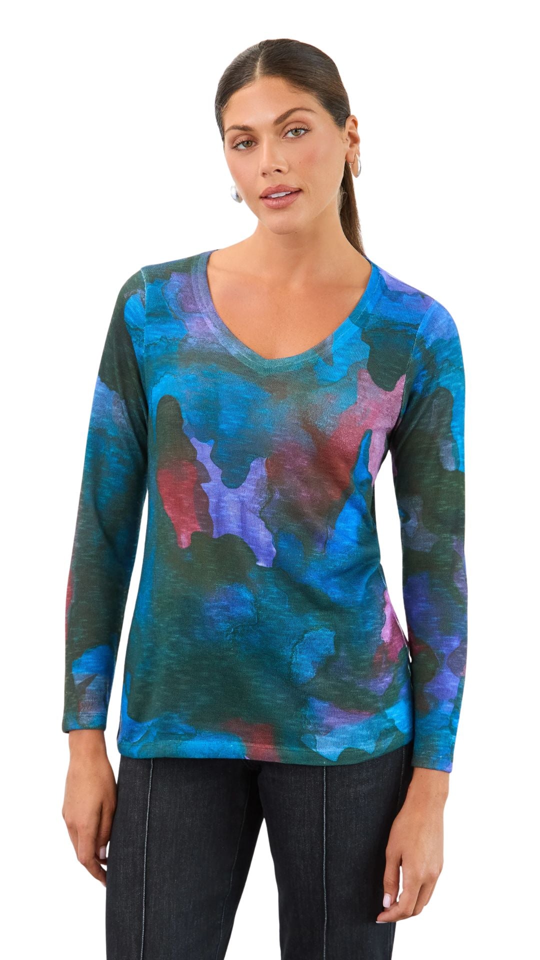 Multi Colour Abstract Long Sleeve Top. Style FD3510955
