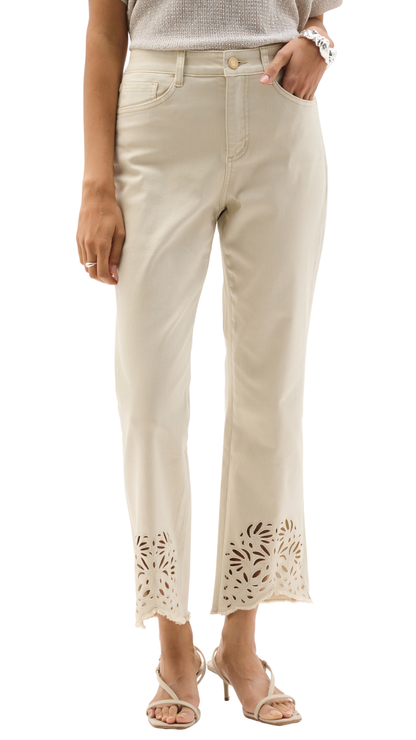 Flower Embroidery Hem Repreve® Straight Leg Jeans. Style JR262980