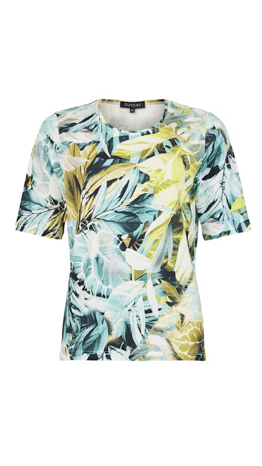 Tropical Print Short Sleeve Top. Style SUN6339